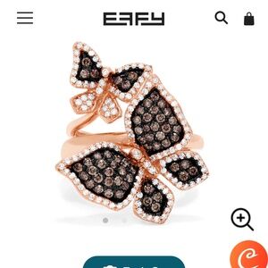 Limited Edition Brown and white diamond Butterfly 2 or 1 finger ring